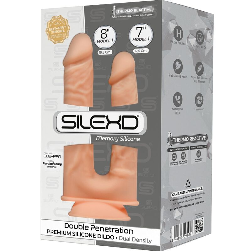 SILEXD - MODELLO 1 PENE REALISTICO DOPPIA PENETRACION PREMIUM SILEXPAN SILICONE 17.5 / 19.5 CM